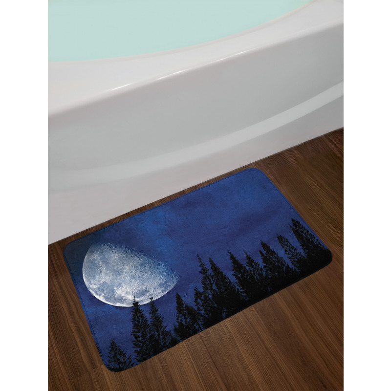 Forest Night Silhouette Bath Mat