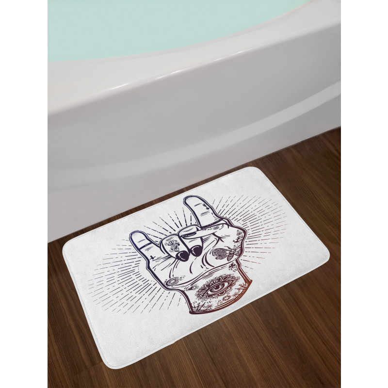 Tattooed Hand Raised Bath Mat