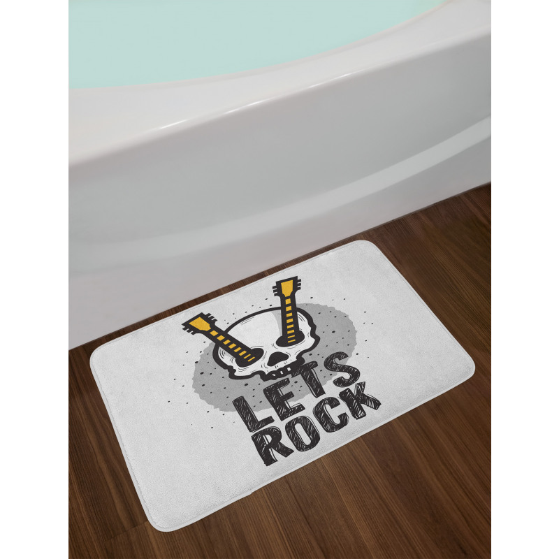 Human Skull Guitar Bath Mat