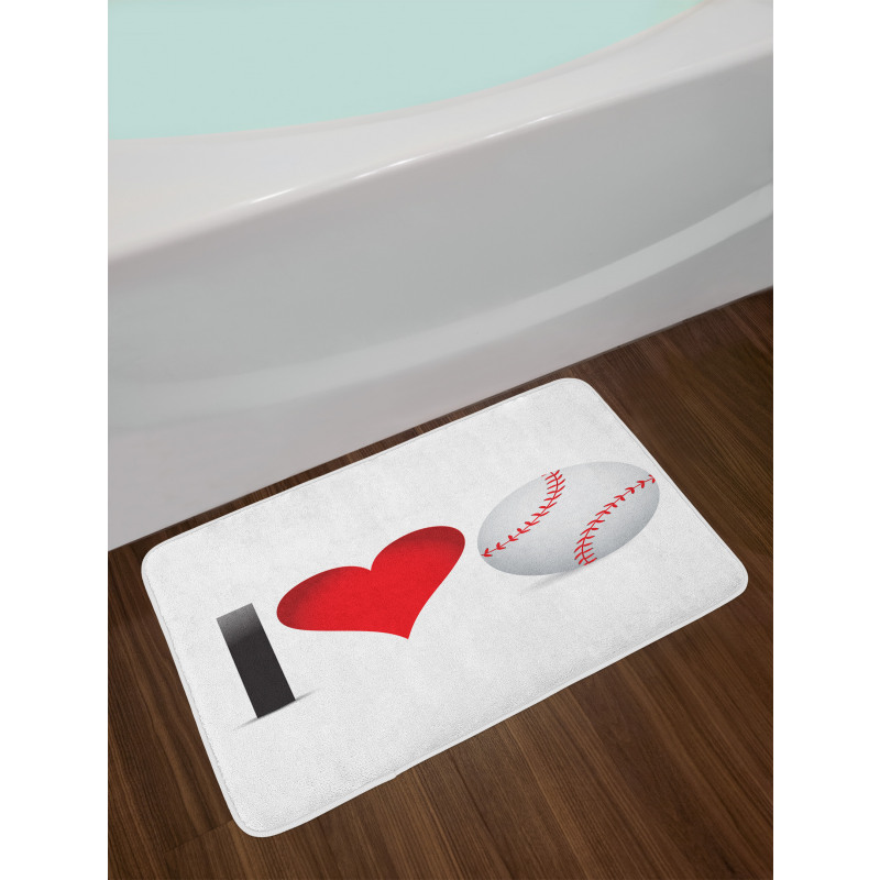 I Love Baseball Heart Bath Mat