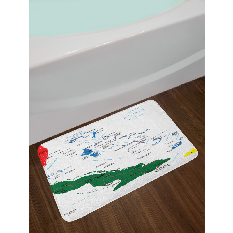 Bahamas Map Beach Ocean Bath Mat