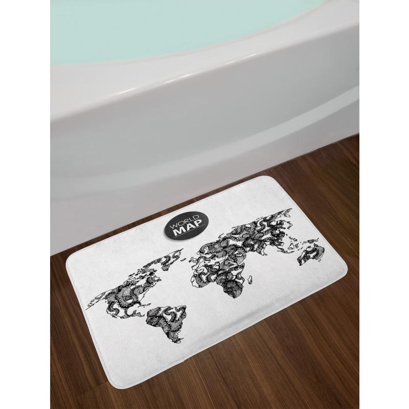 Octopus World Map Bath Mat