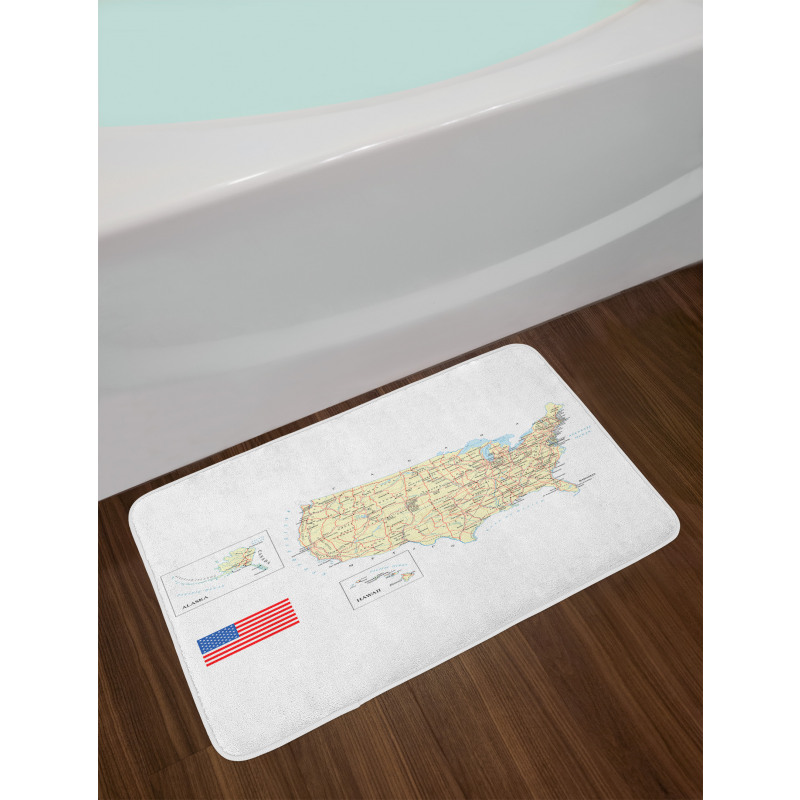 USA Detailed Country Map Bath Mat