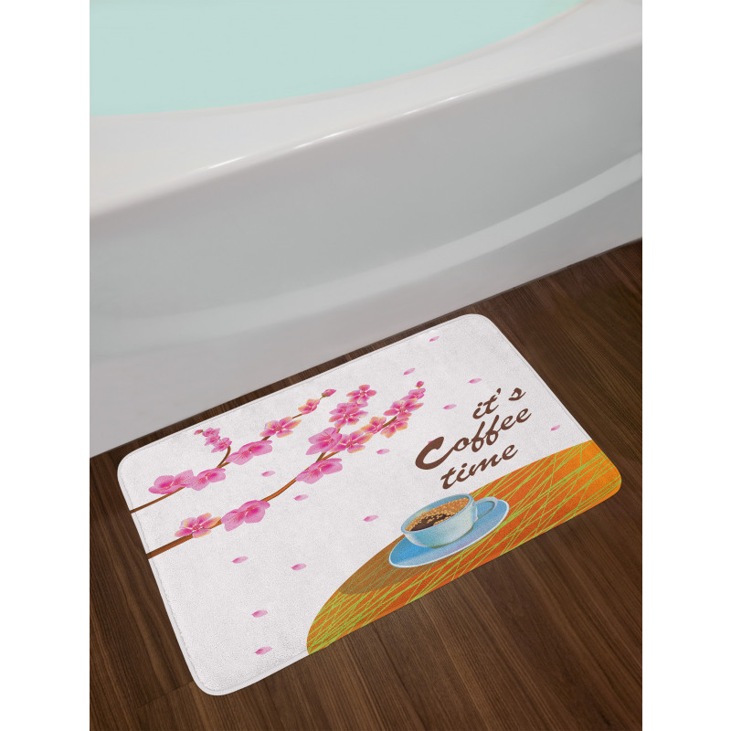 Cherry Blossom and Cup Bath Mat