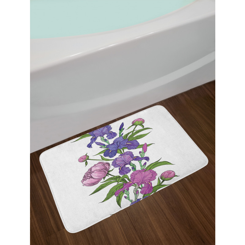 Naive Purple Flower Bouquet Bath Mat