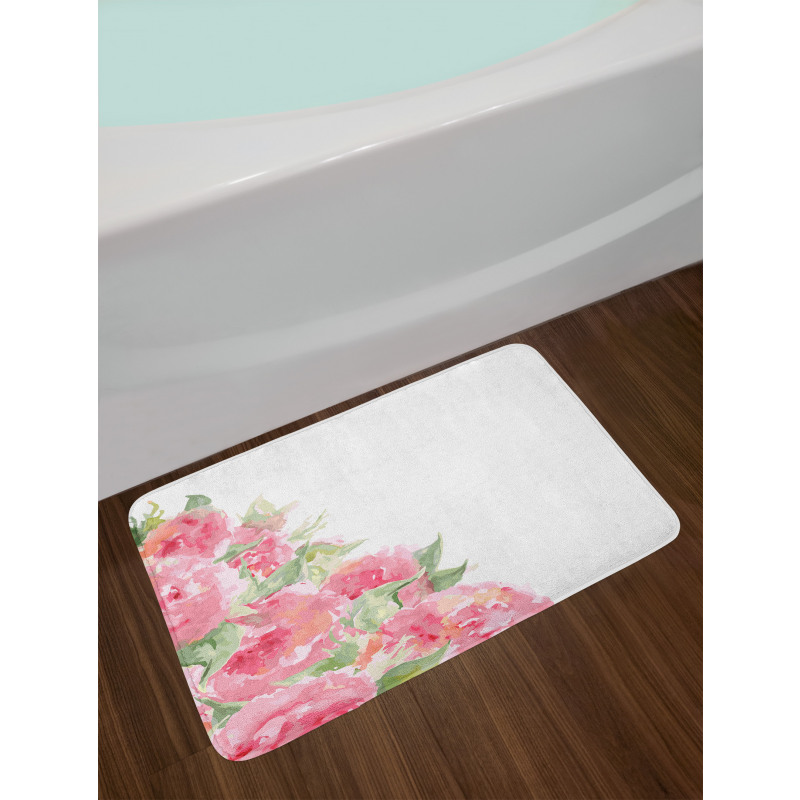 Watercolor Flower Leaves Art Bath Mat