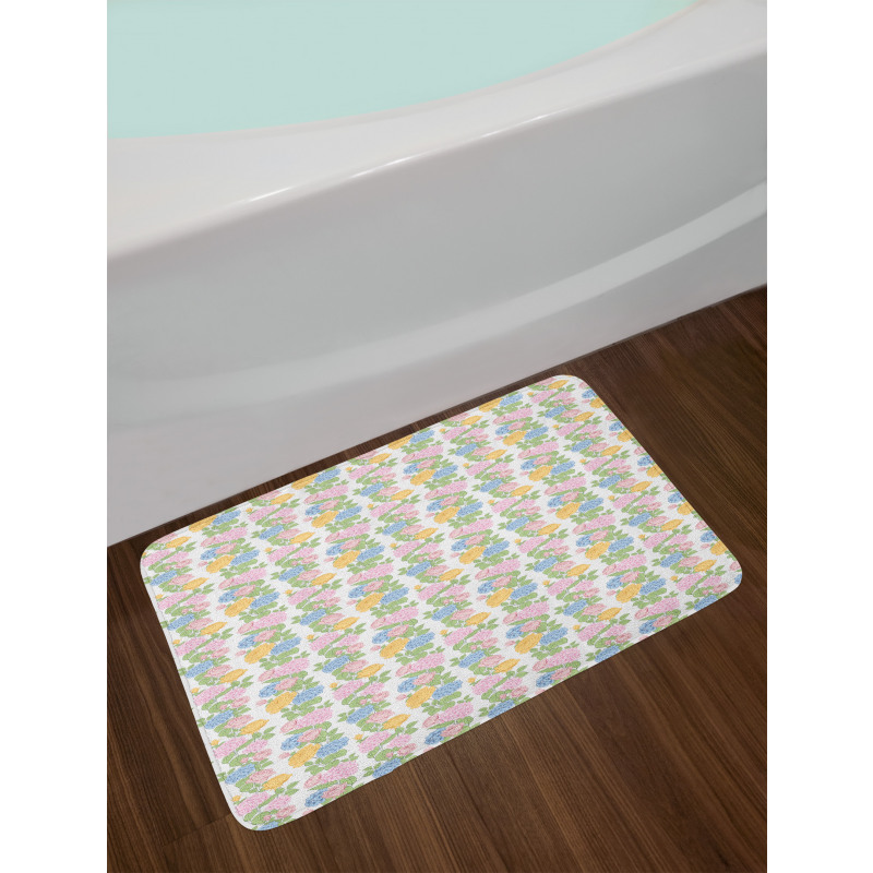 Pastel Tones Blossom Flowers Bath Mat