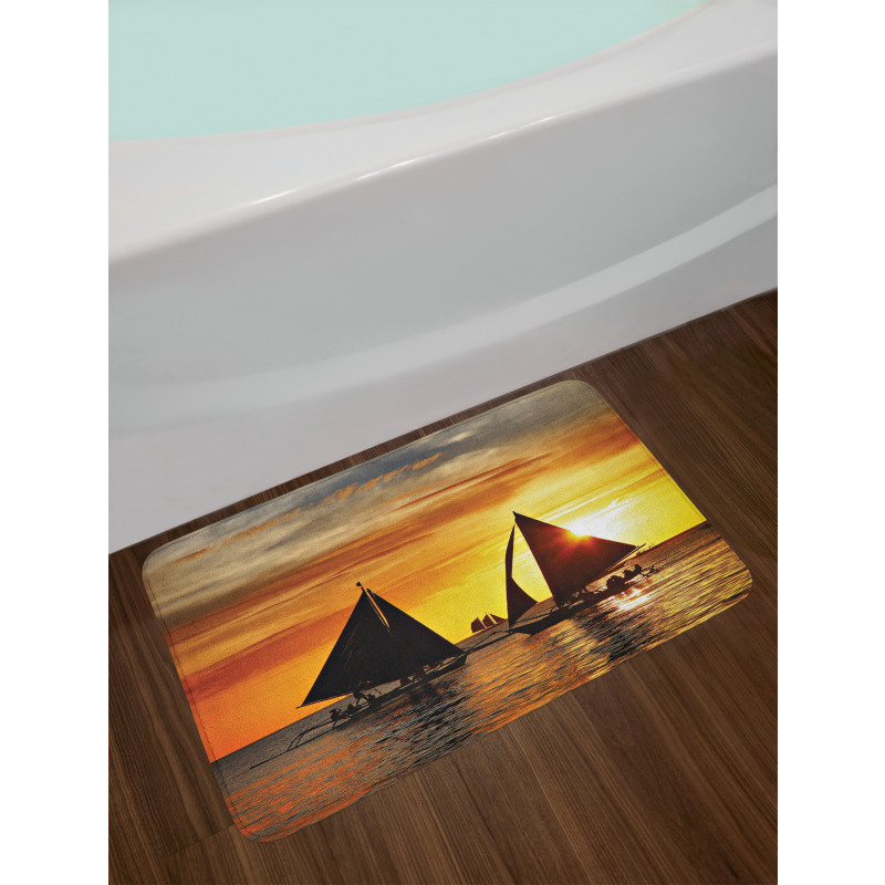 Romantic Sunset Sail Bath Mat