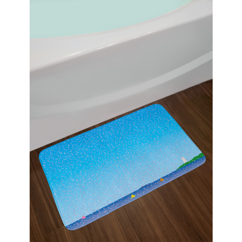 Floral Rain on Sea Bath Mat