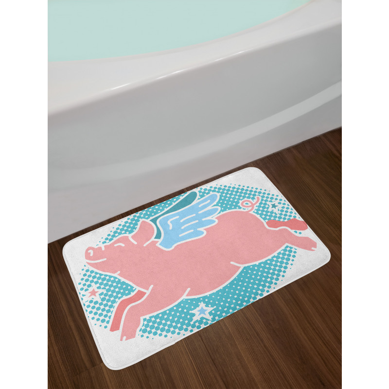 Happy Flying Pig Art Bath Mat