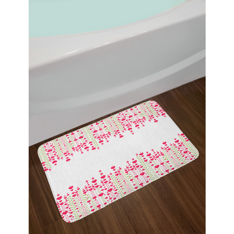 Heart Leaves Flowers Bath Mat