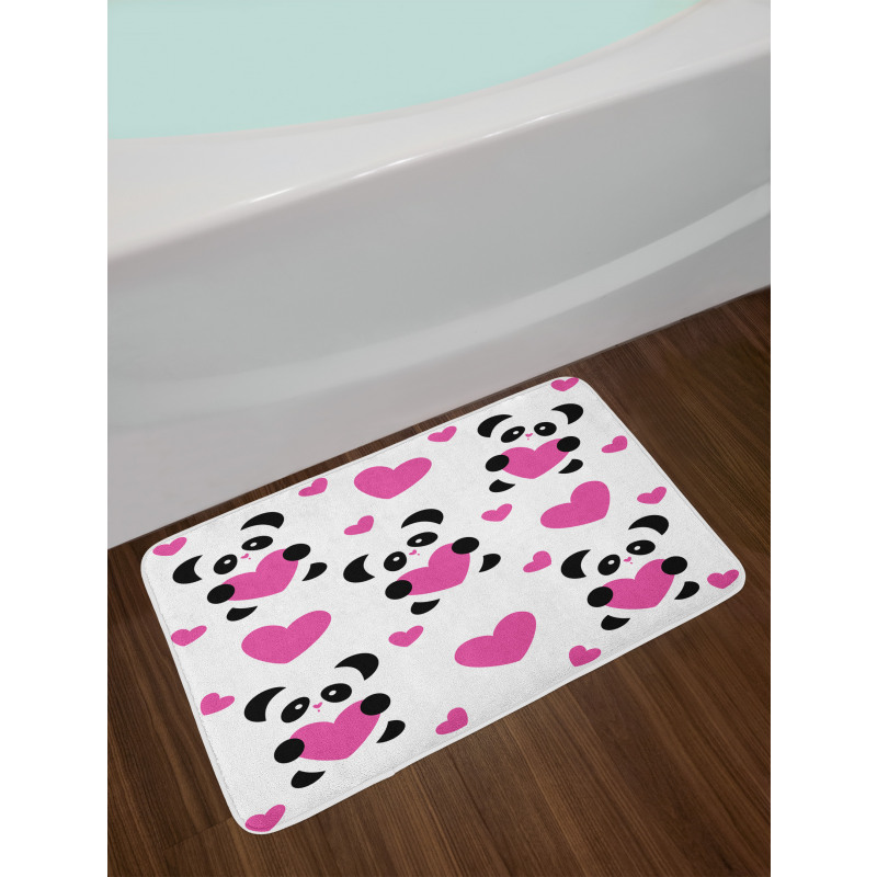 Love Pandas Hearts Bath Mat