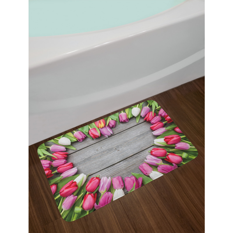 Frame of Fresh Tulips Bath Mat