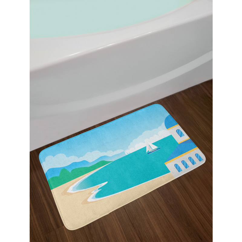 Calm Seascape Cartoon Bath Mat