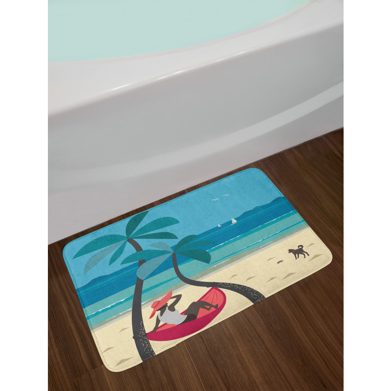 Girl on Hammock Palms Bath Mat