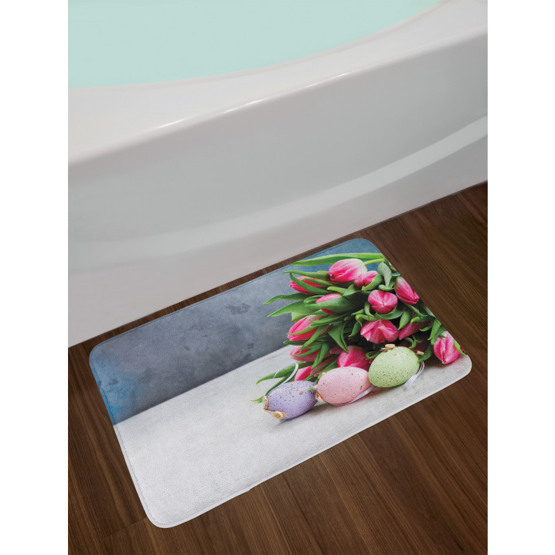 Tulips Easter Eggs Bath Mat