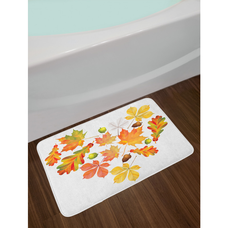 Leaves Acorns Heart Bath Mat