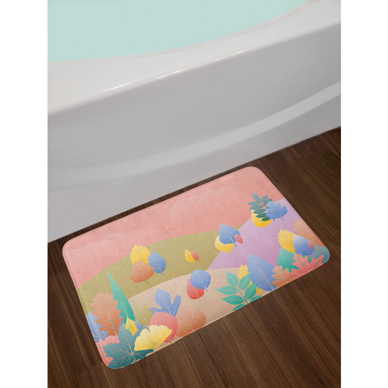 Pastel Fall Leaves Bath Mat