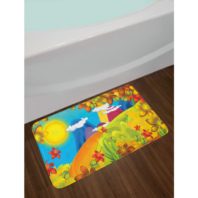 Cartoon Autumn Nature Bath Mat