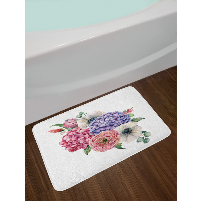 Hydrangea Mix Bouquet Art Bath Mat