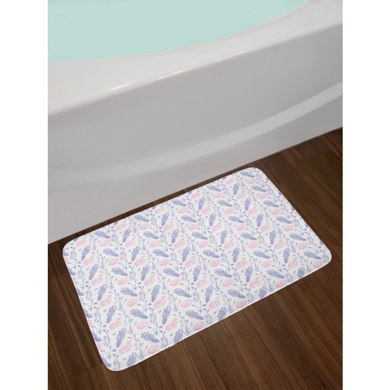 Lavender Floral Sketch Bath Mat