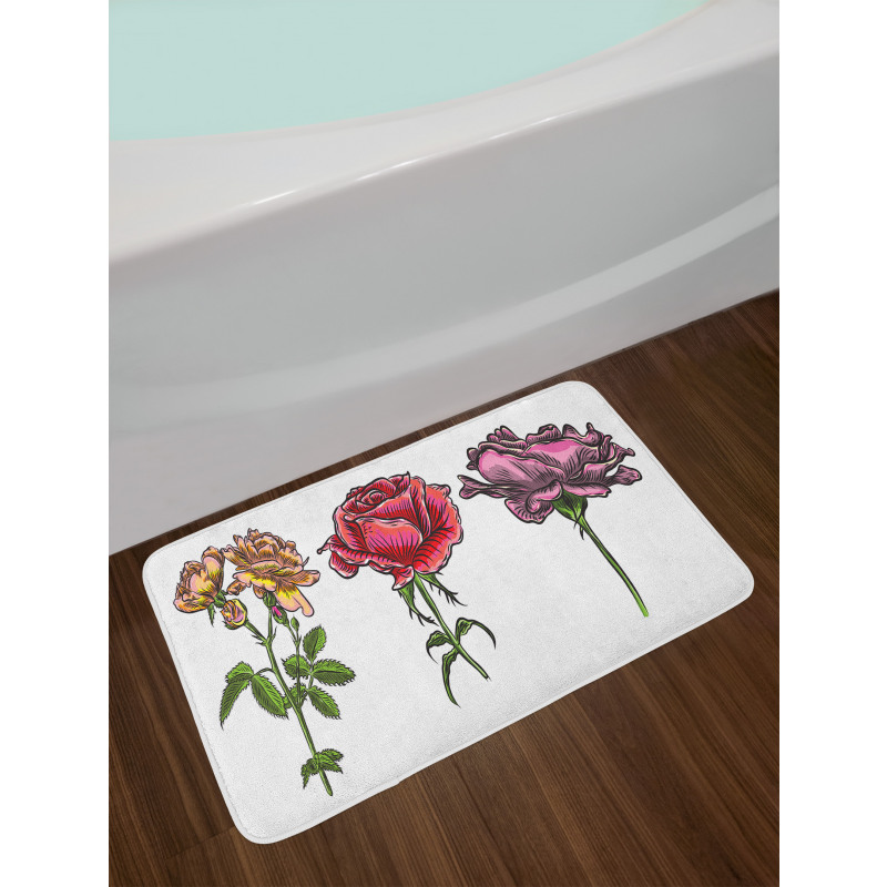 Various Rose Flower Types Bath Mat