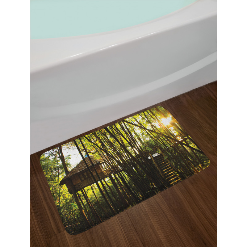 Hut in Idyllic Forest Bath Mat