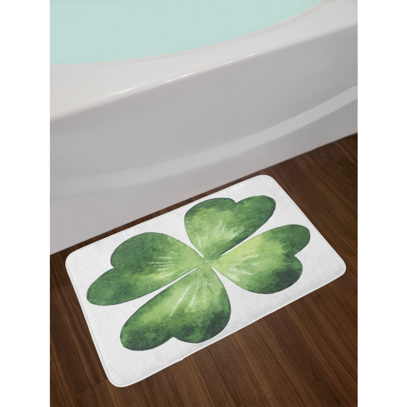 Watercolor Shamrock Leaf Art Bath Mat