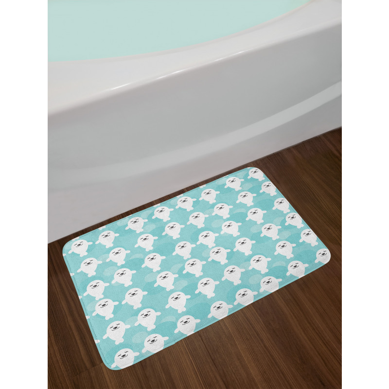 White Baby Seals Ocean Bath Mat