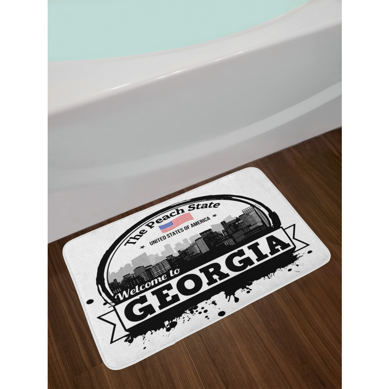 Welcoming Peach State Text Bath Mat