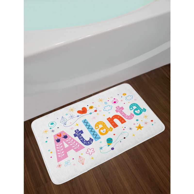 Colorful Smiley Calligraphy Bath Mat