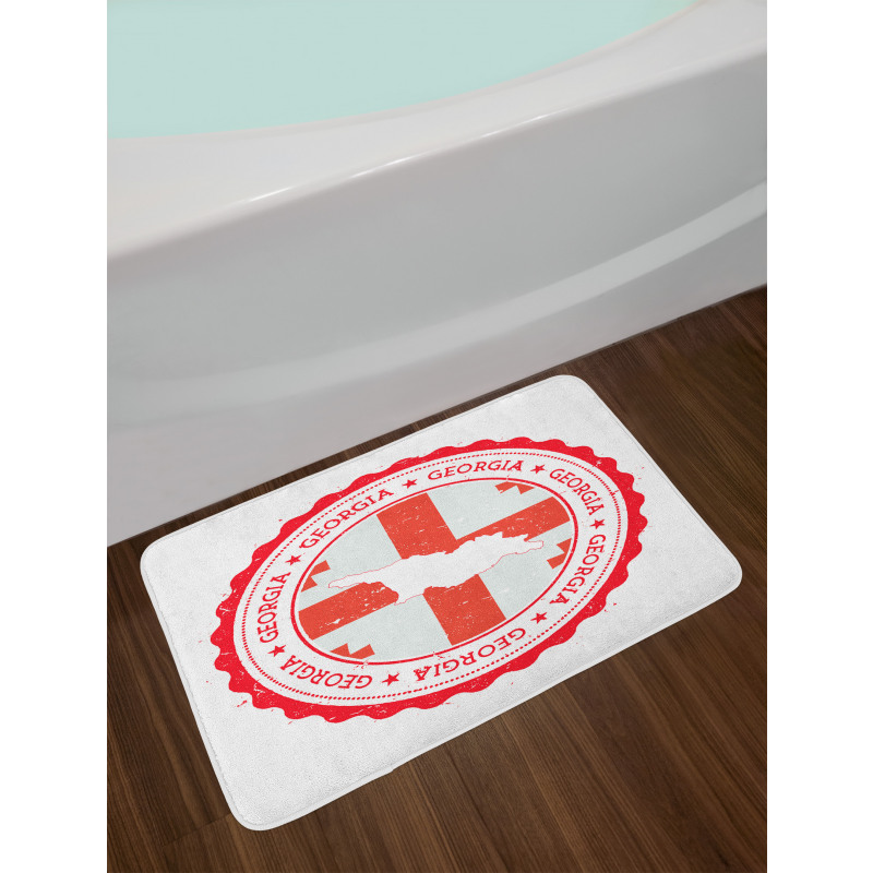 Vintage-Themed Map and Flag Bath Mat