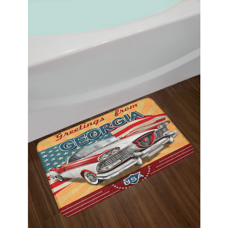 Touristic Greeting Pattern Bath Mat