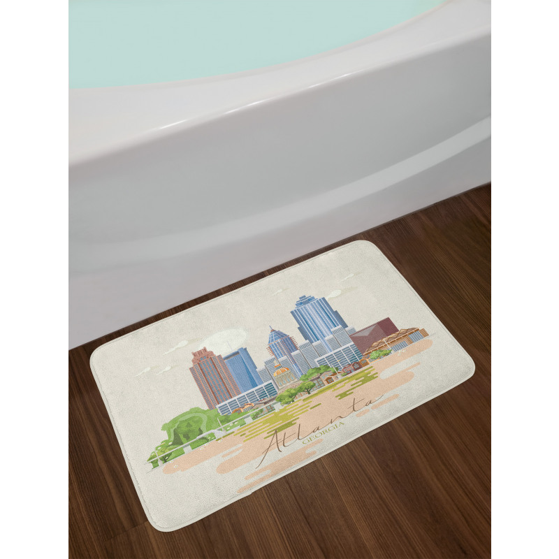 Graphics of City Silhouette Bath Mat