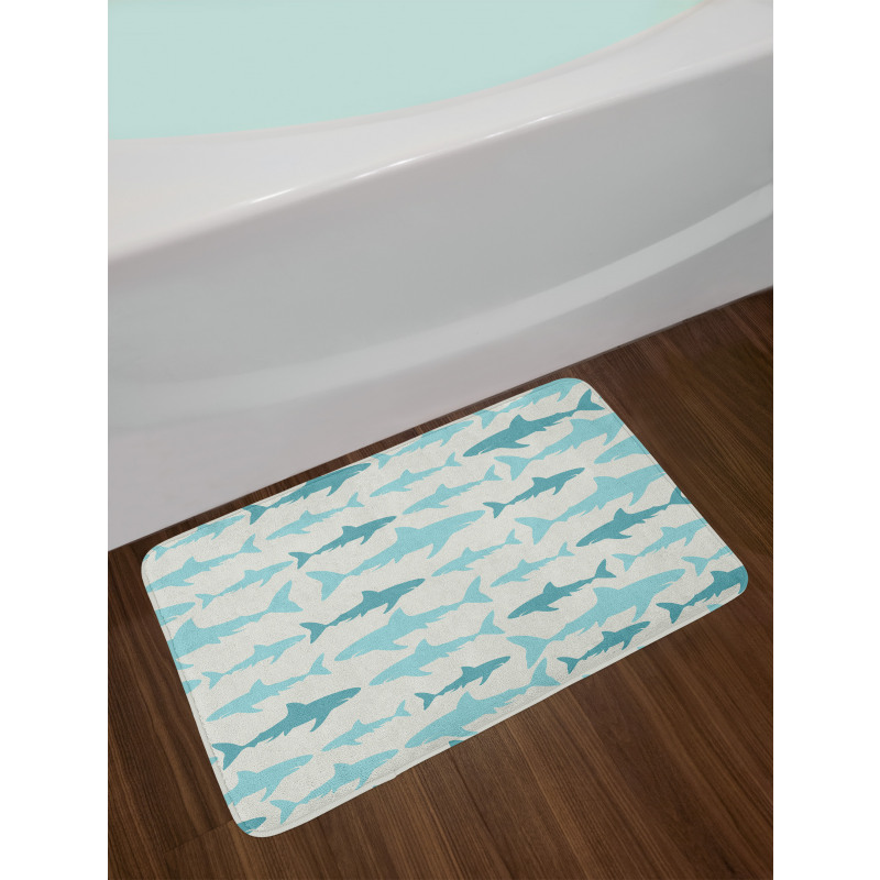 Swimming Sharks in Sea Bath Mat