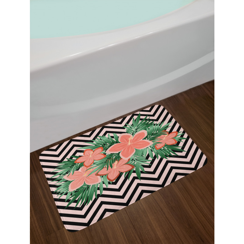 Floral Blossom on Chevron Bath Mat