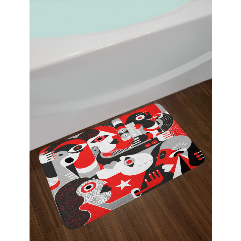 Human Faces Bath Mat