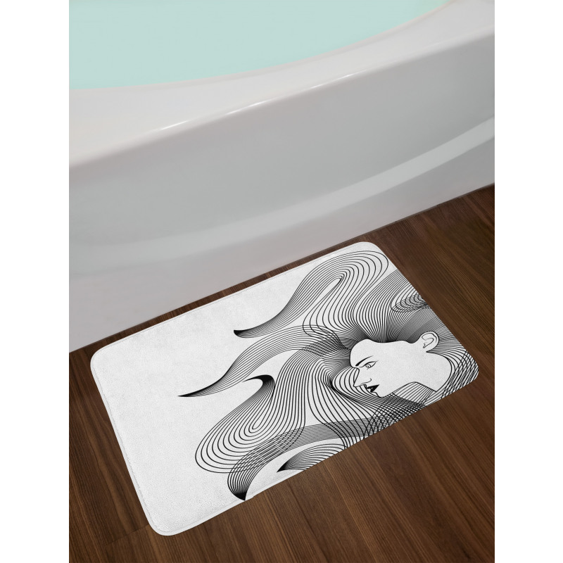 Long Striped Hair Bath Mat