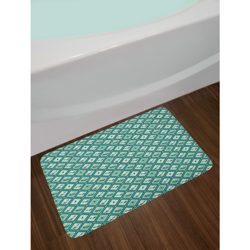 Ladybugs Daisies Bath Mat