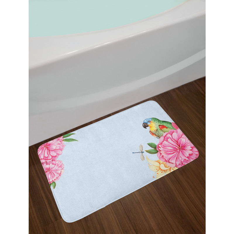 Watercolor Parrots Bath Mat