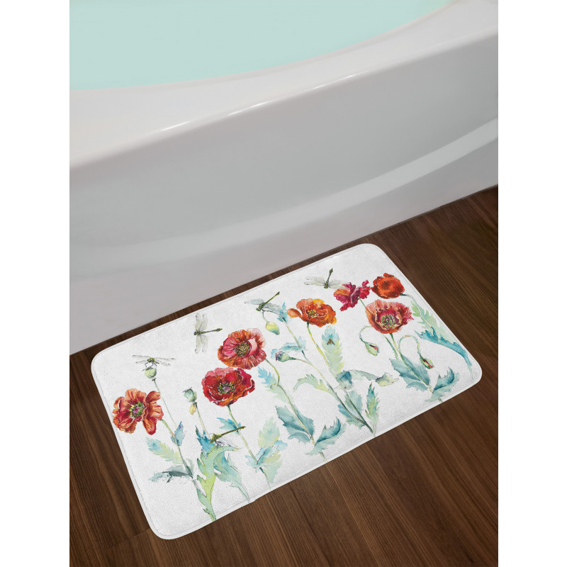 Watercolor Poppies Bath Mat