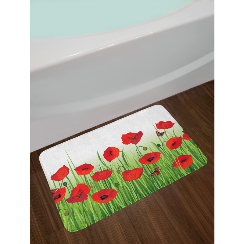 Butterfly Floral Design Bath Mat