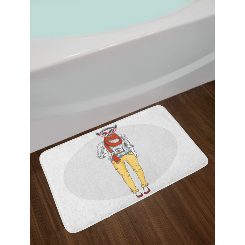 Hipster Style Animal Cartoon Bath Mat