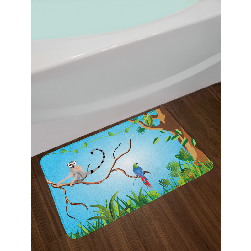 Tropical Botanical Parrot Bath Mat