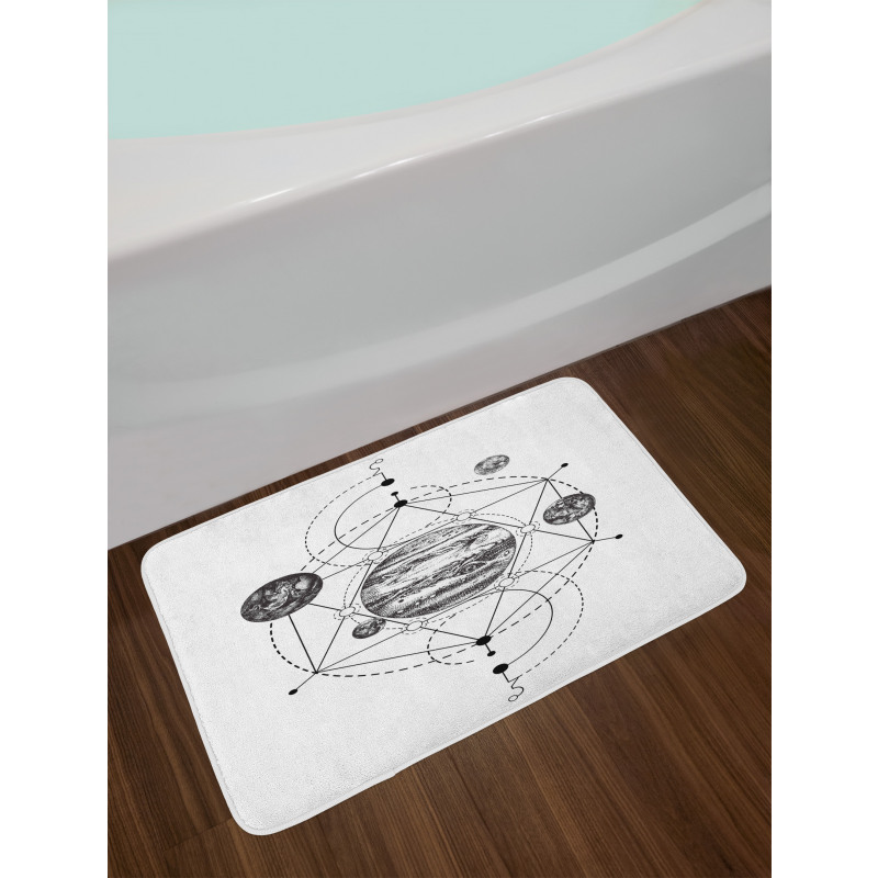 Modern Geometric Planets Bath Mat