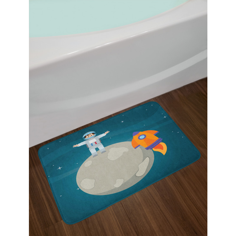 Happy Astronaut on Moon Bath Mat