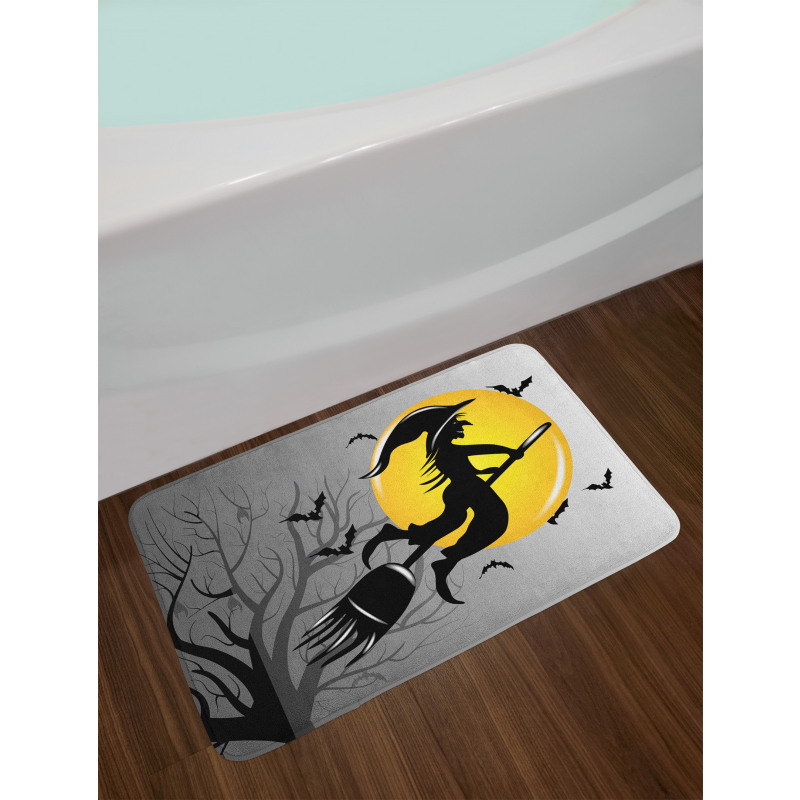 Witch Flies on Full Moon Bath Mat