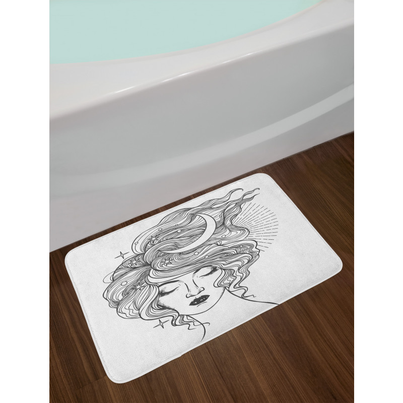 Modern Woman Starry Hair Bath Mat