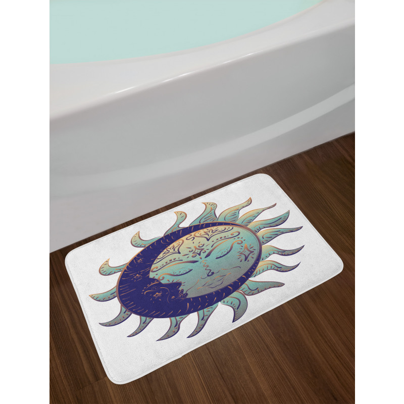 Boho Sun and Crescent Bath Mat