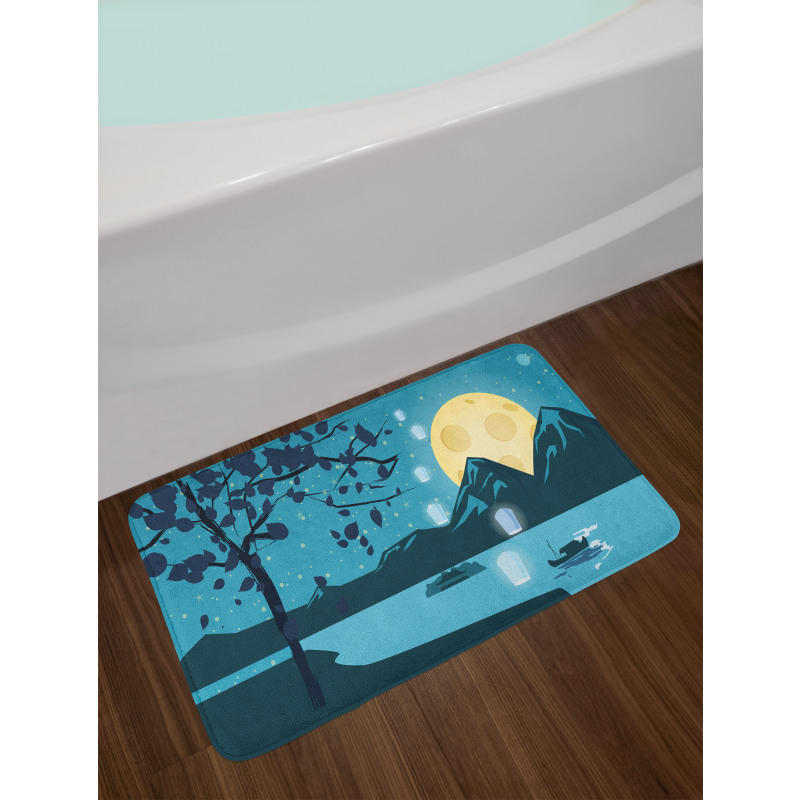 Night Landscape Moon Bath Mat